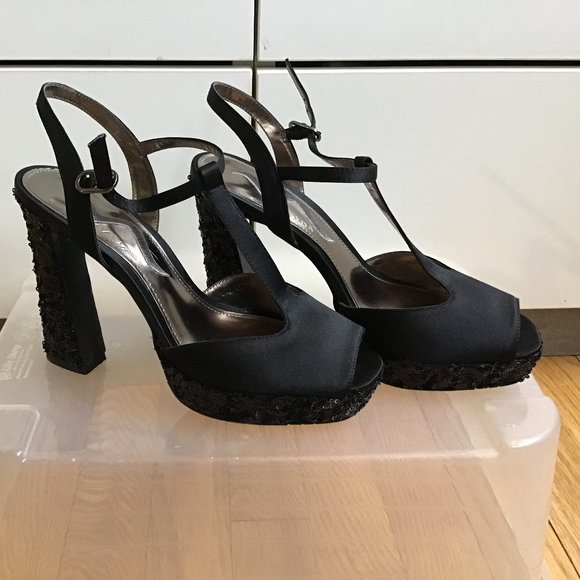 Nina Peep toe sparkly block heel size 8 - Picture 2 of 4